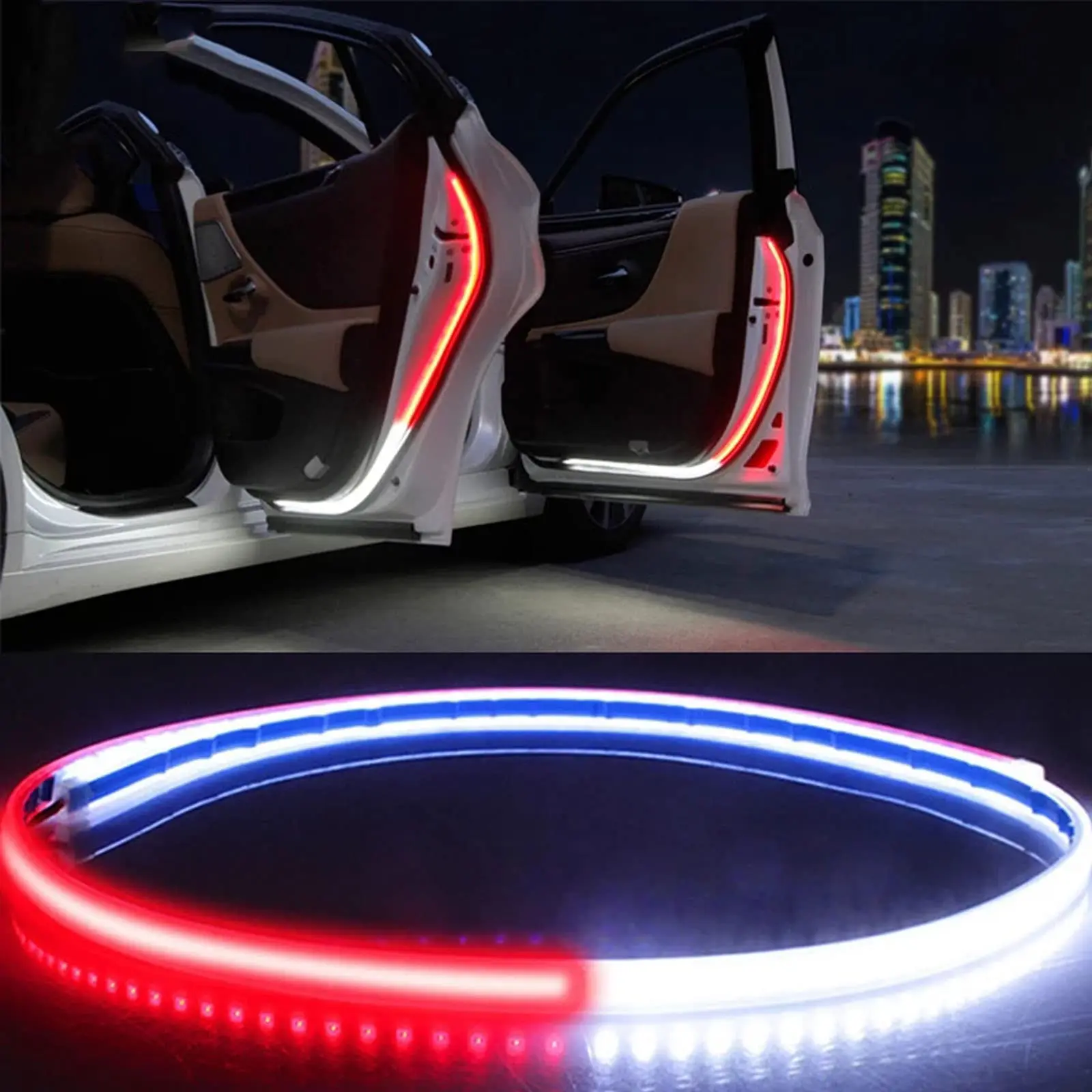 2pcs LED Car Door Opening Warning Atmosphere Light Strip 120cm