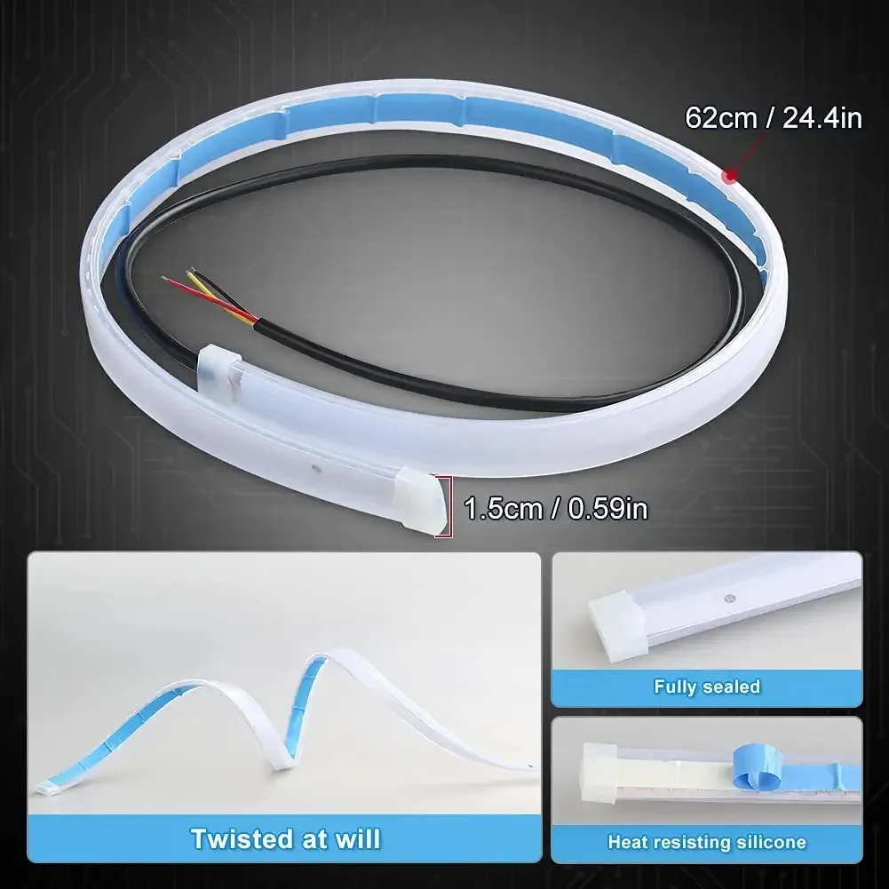 Car Daytime Running Light Flexible Waterproof LED Strip - Sequential Turn Signal Light For Auto Headlight