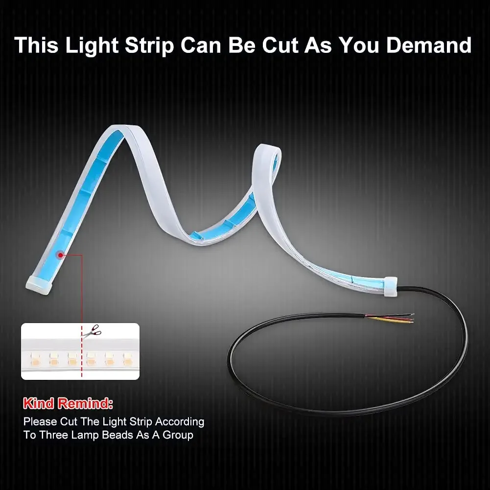 Car Daytime Running Light Flexible Waterproof LED Strip - Sequential Turn Signal Light For Auto Headlight