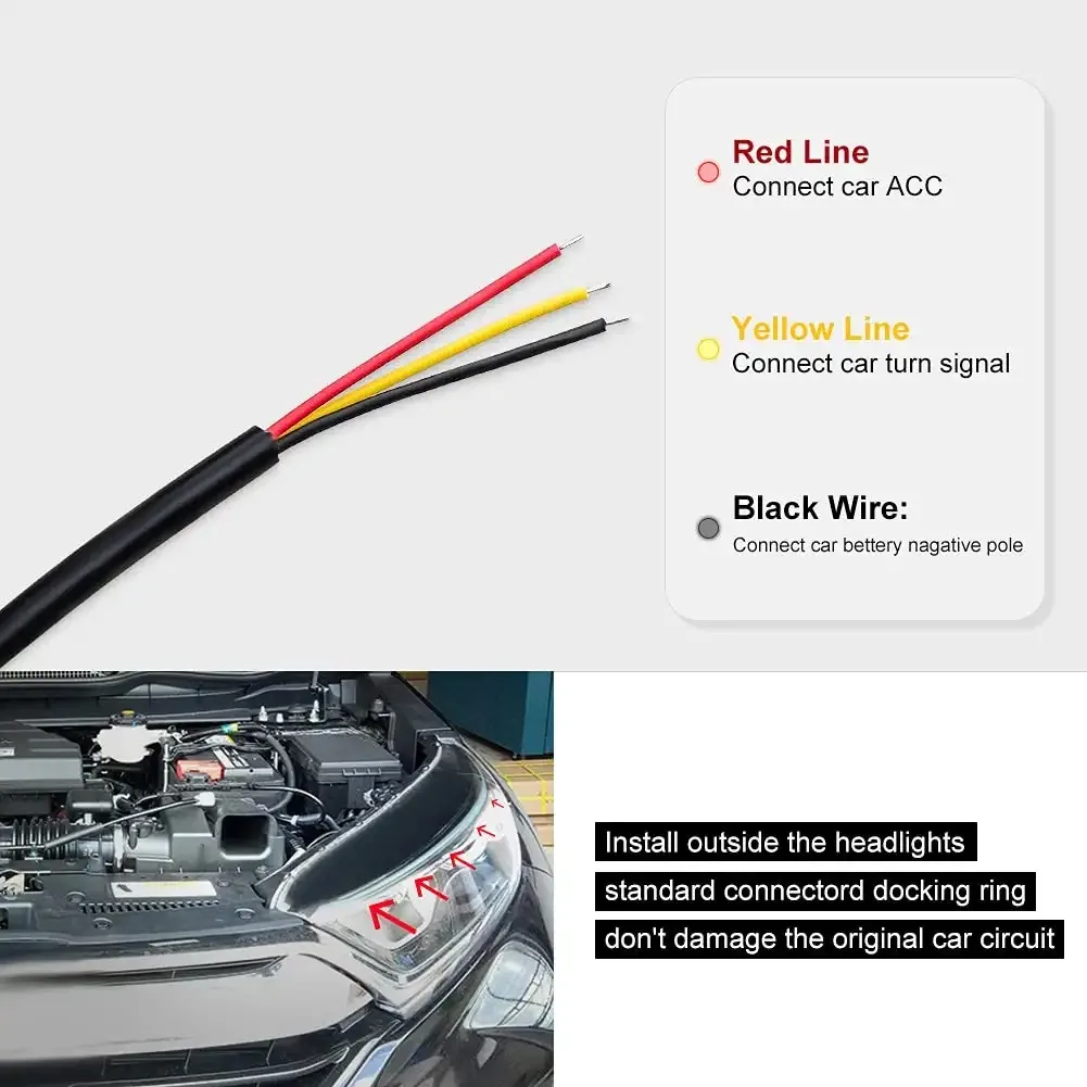 Car Daytime Running Light Flexible Waterproof LED Strip - Sequential Turn Signal Light For Auto Headlight