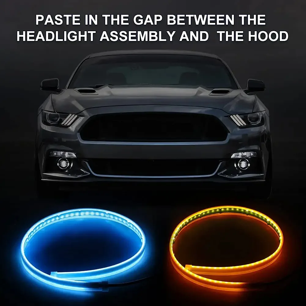 Car Daytime Running Light Flexible Waterproof LED Strip - Sequential Turn Signal Light For Auto Headlight