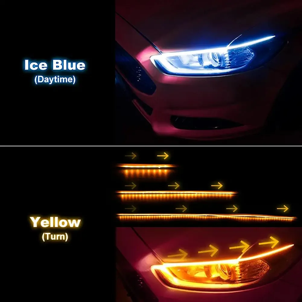 Car Daytime Running Light Flexible Waterproof LED Strip - Sequential Turn Signal Light For Auto Headlight