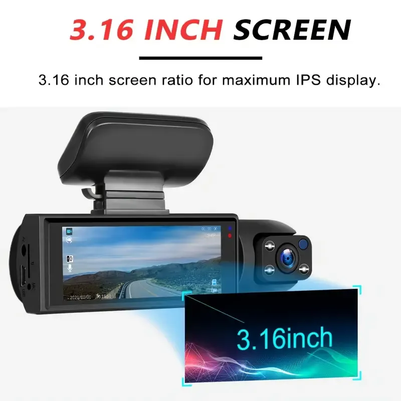 1080P dual camera, Dash Cam for cars, Front And Inside, car camera with IR Night Vision, wide angle Car DVR Camera