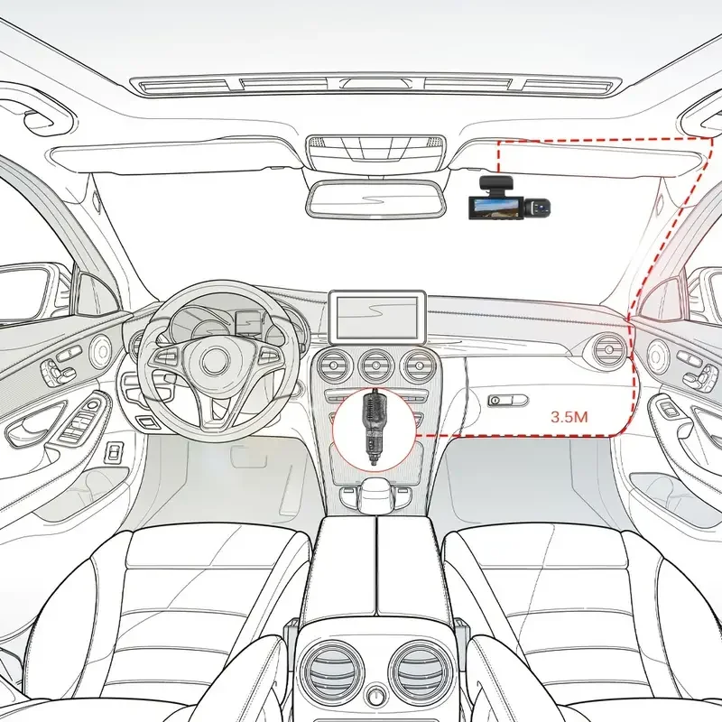 1080P dual camera, Dash Cam for cars, Front And Inside, car camera with IR Night Vision, wide angle Car DVR Camera