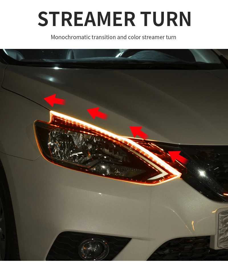 2PCS Symphony DRL Car LED, Daytime Running Light ,APP Control Flexible RGB Flowing Turn Signal Strip