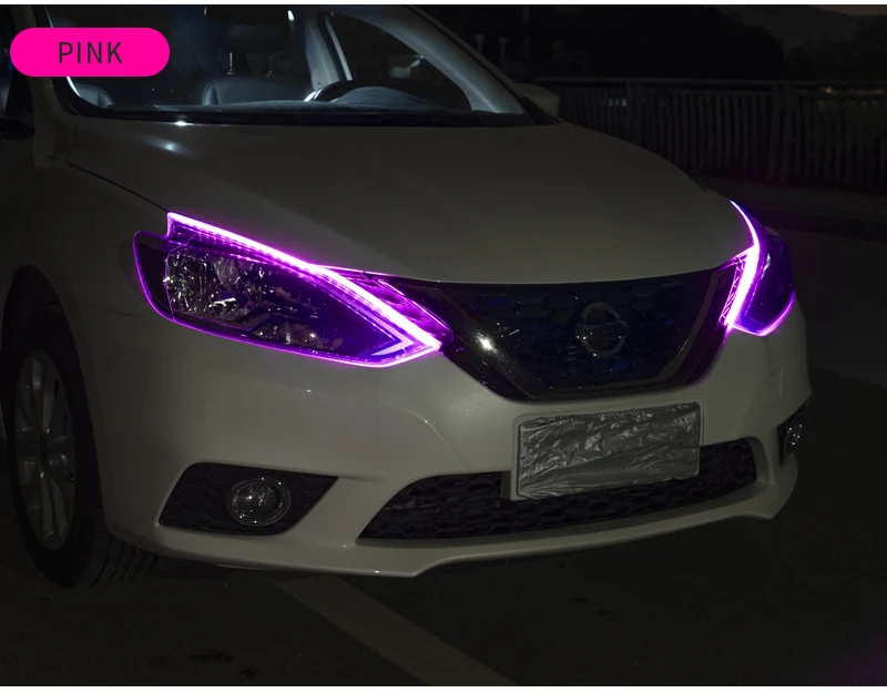 2PCS Symphony DRL Car LED, Daytime Running Light ,APP Control Flexible RGB Flowing Turn Signal Strip