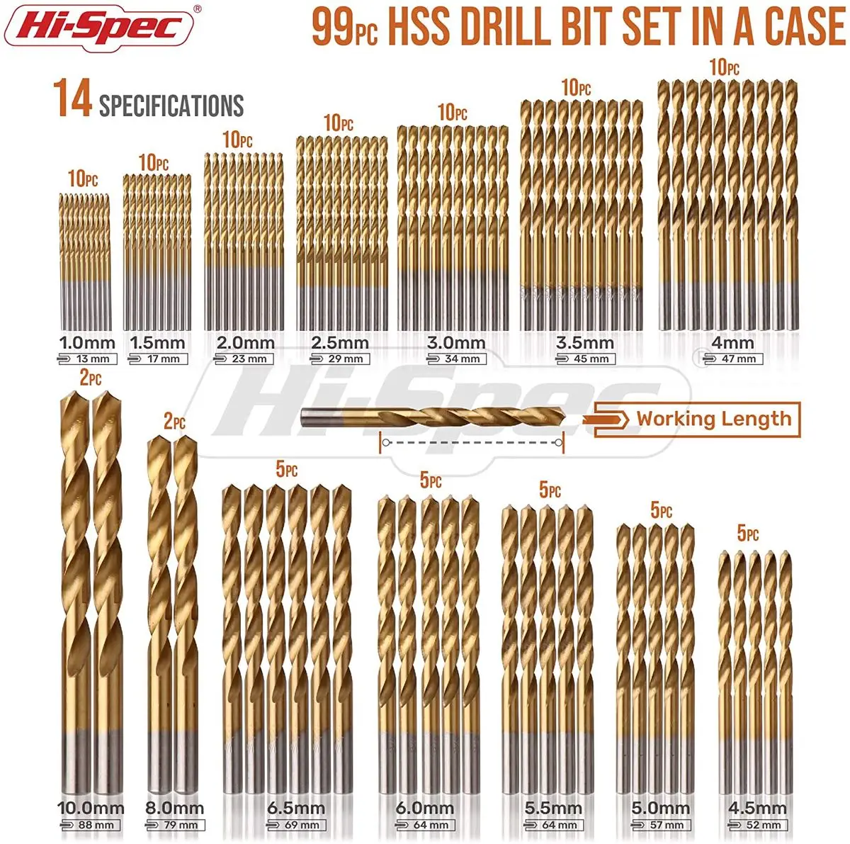 99pcs-130pcs Metal Drill Bit Set 1-10mm Titanium HSS Steel Drill Bit Masonry Drill and Woodworking Hydrocement Drill Set