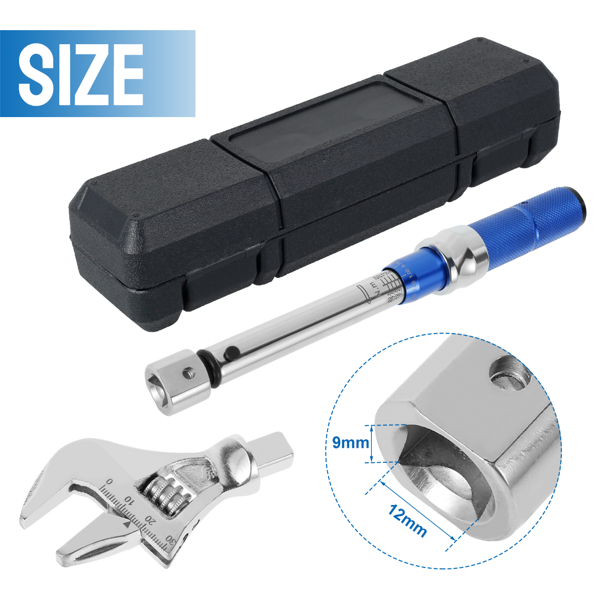 Digital Adjustable Torque Wrench Steel 5-25 NM 30mm Steel Open End Torque Wrench Head Torque Wrench Hand Tool for Bicycle Car