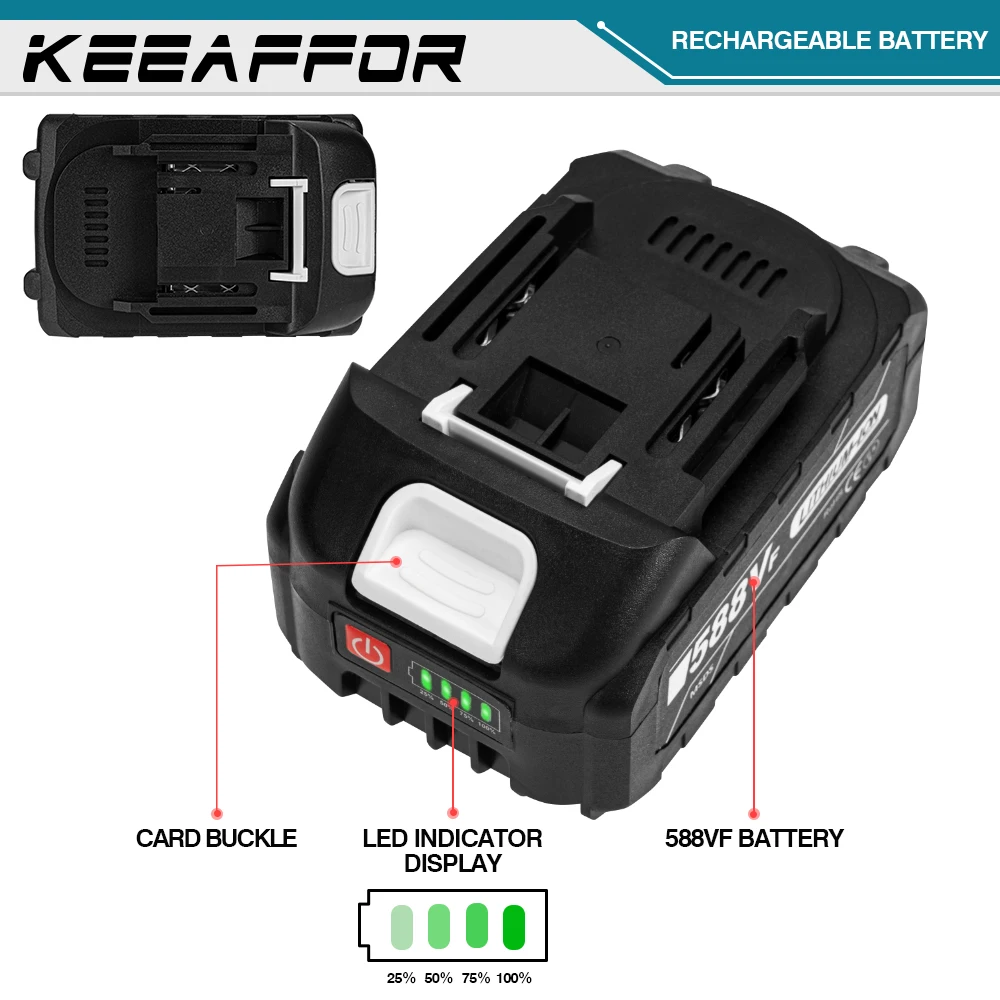 KEEAFFOR 22500mAh 15000mAh 7500mAh Rechargeable Lithium Ion Battery For Makita Electric Wrench Power Tools 18V Battery