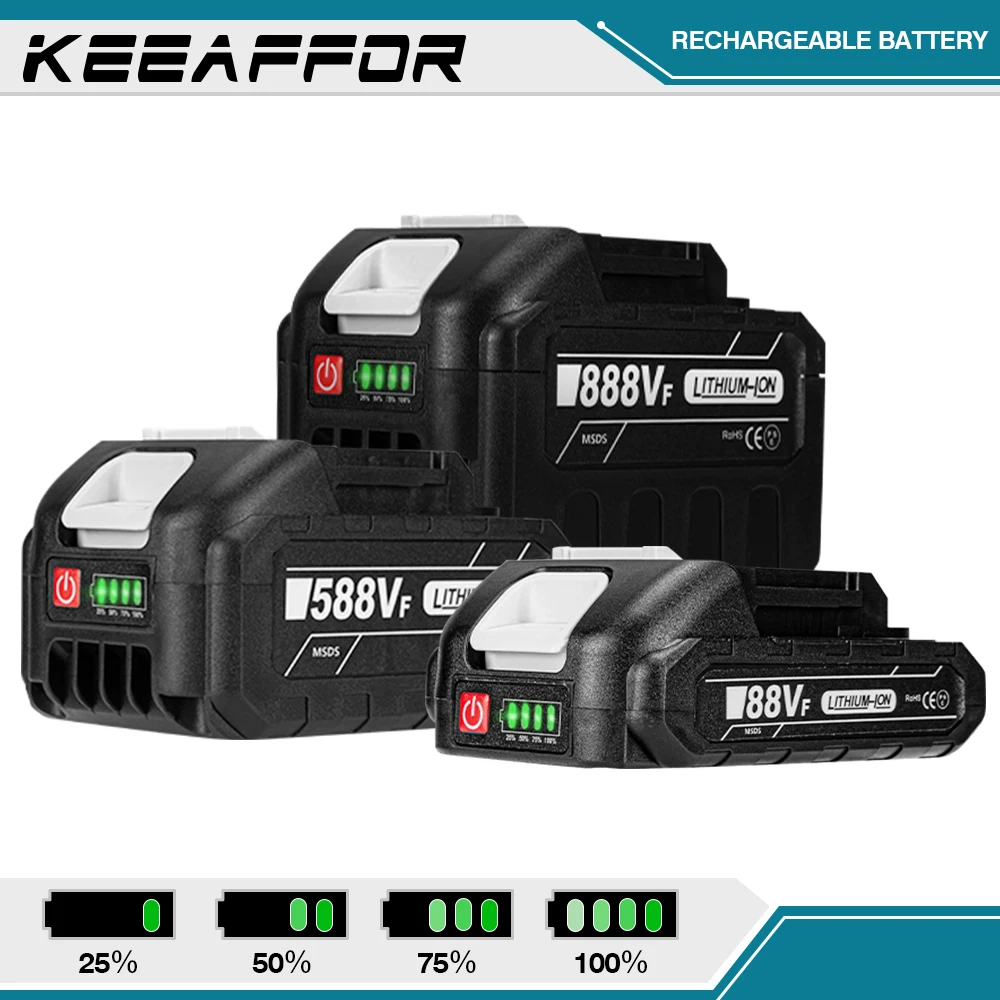 KEEAFFOR 22500mAh 15000mAh 7500mAh Rechargeable Lithium Ion Battery For Makita Electric Wrench Power Tools 18V Battery