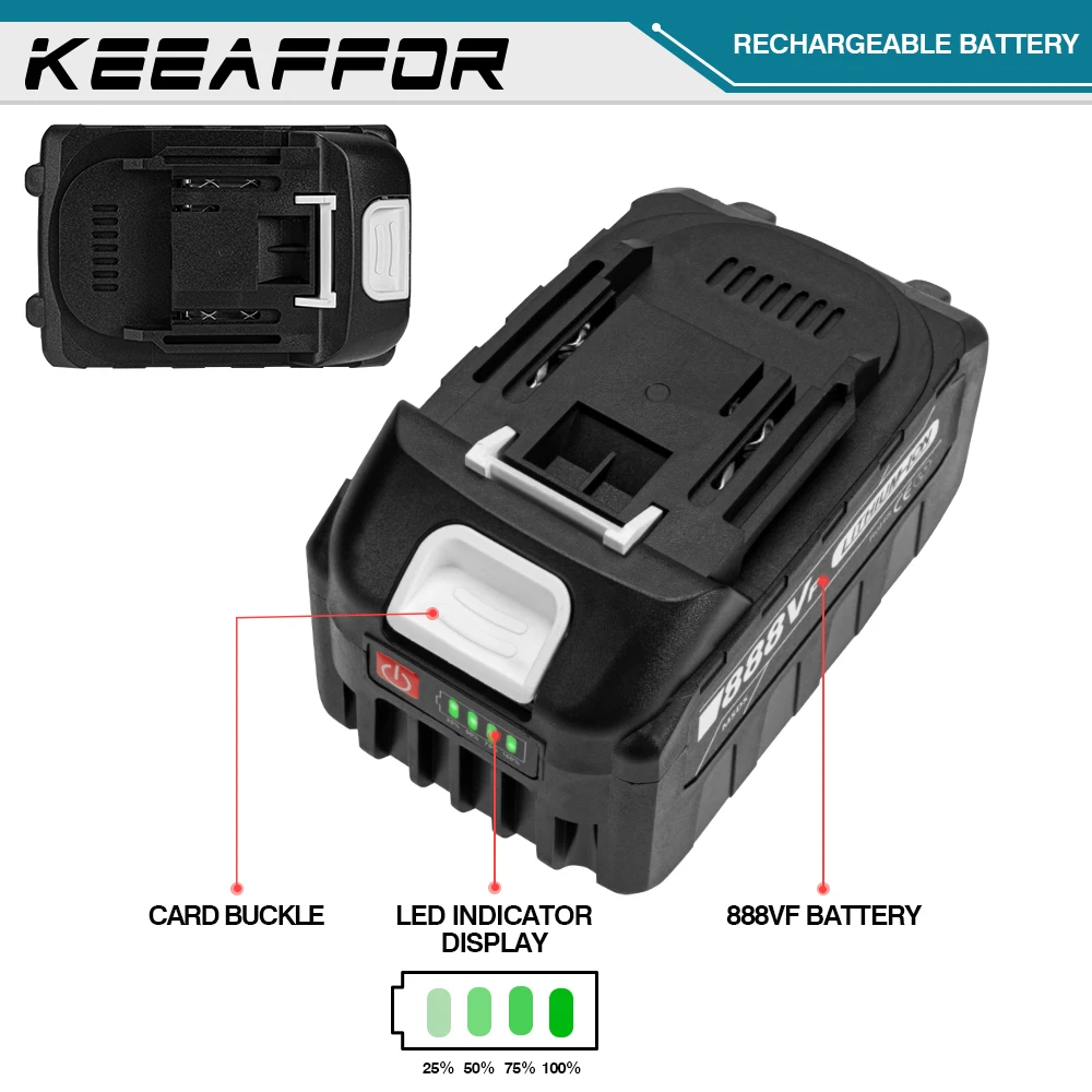 KEEAFFOR 22500mAh 15000mAh 7500mAh Rechargeable Lithium Ion Battery For Makita Electric Wrench Power Tools 18V Battery