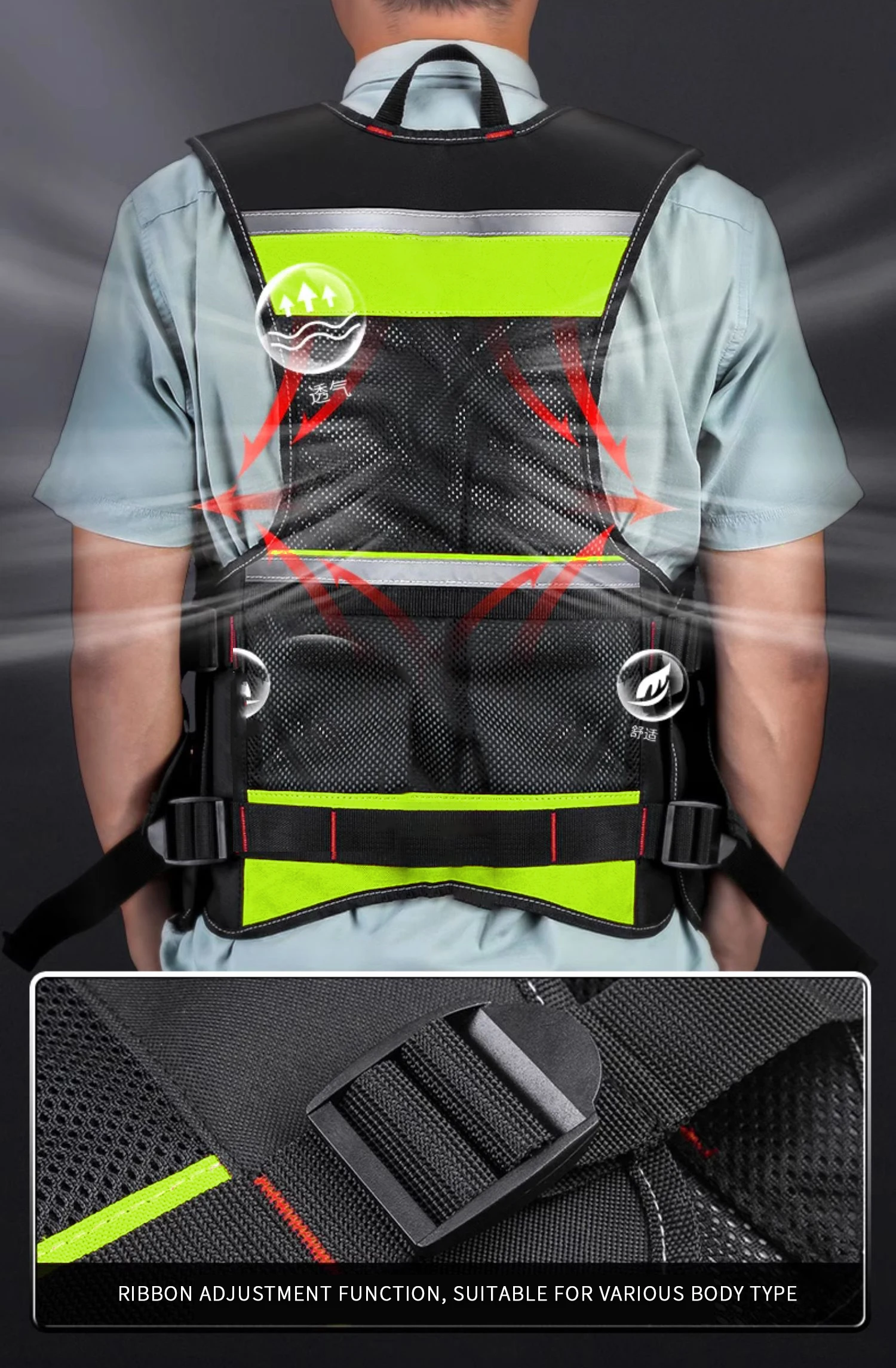 Workwear Allround Work Tool Vest Reflective Safety Vest with Multi-pockets and Zipper Heavy Duty Tool Vest for Electricians