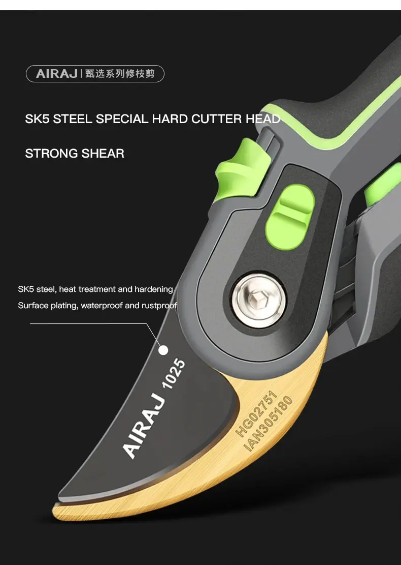 AIRAJ Industrial Grade Pruning Shears Are Labor-Saving Gardening Tools With Sharp, Durable, And Non Slip Scissors