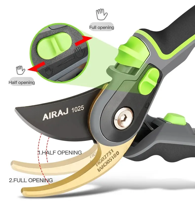 AIRAJ Industrial Grade Pruning Shears Are Labor-Saving Gardening Tools With Sharp, Durable, And Non Slip Scissors