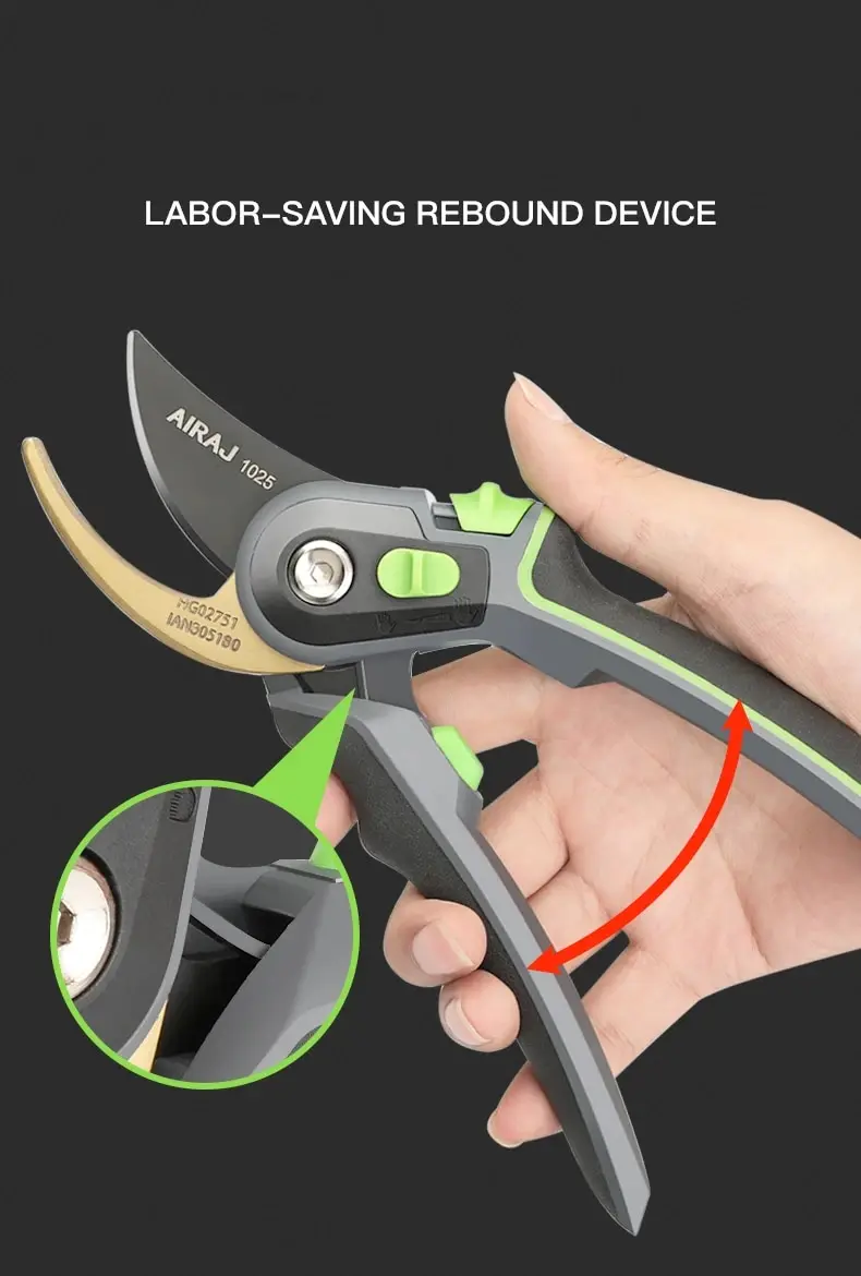 AIRAJ Industrial Grade Pruning Shears Are Labor-Saving Gardening Tools With Sharp, Durable, And Non Slip Scissors