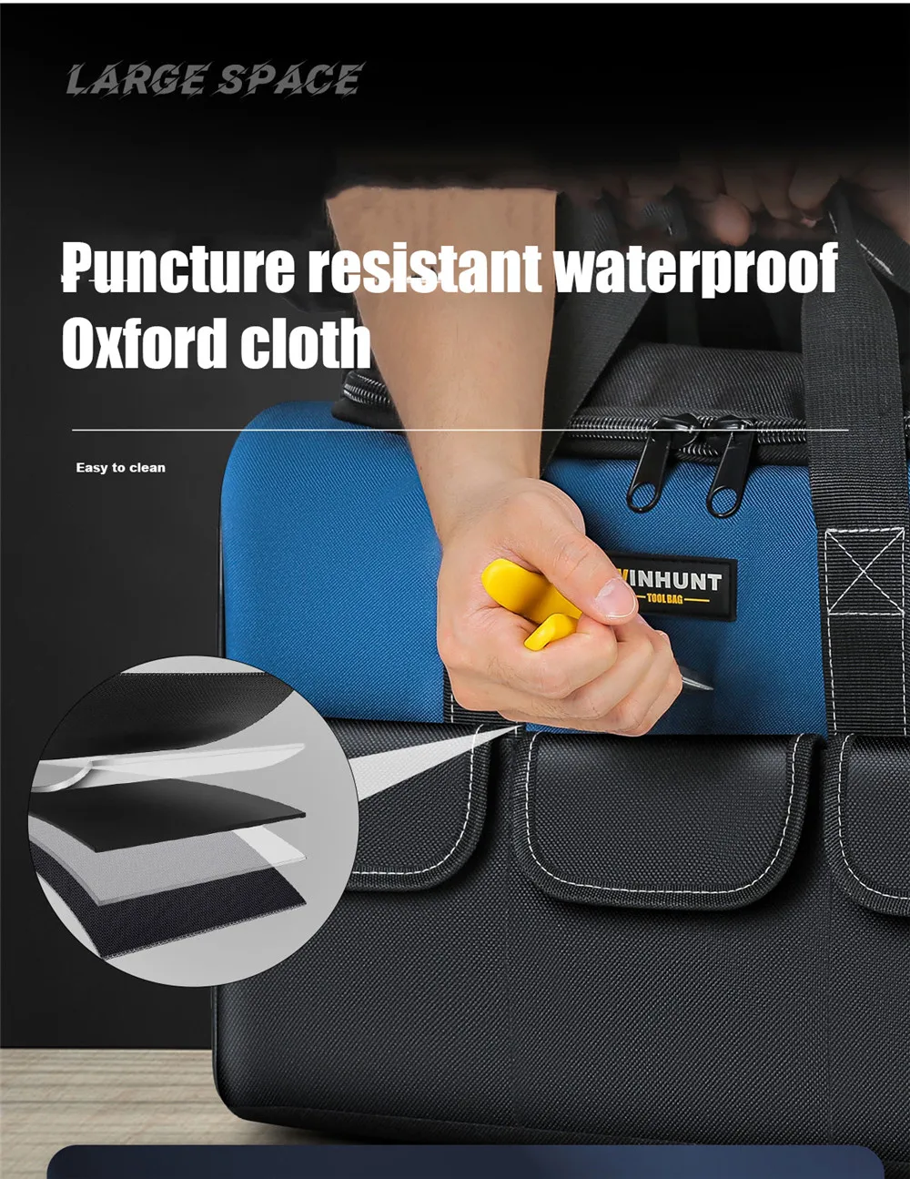 New Tool Bag With 30% More Capacity Waterproof Multi Pockets Tool Organizer Tool Pouch for Electrician Tools