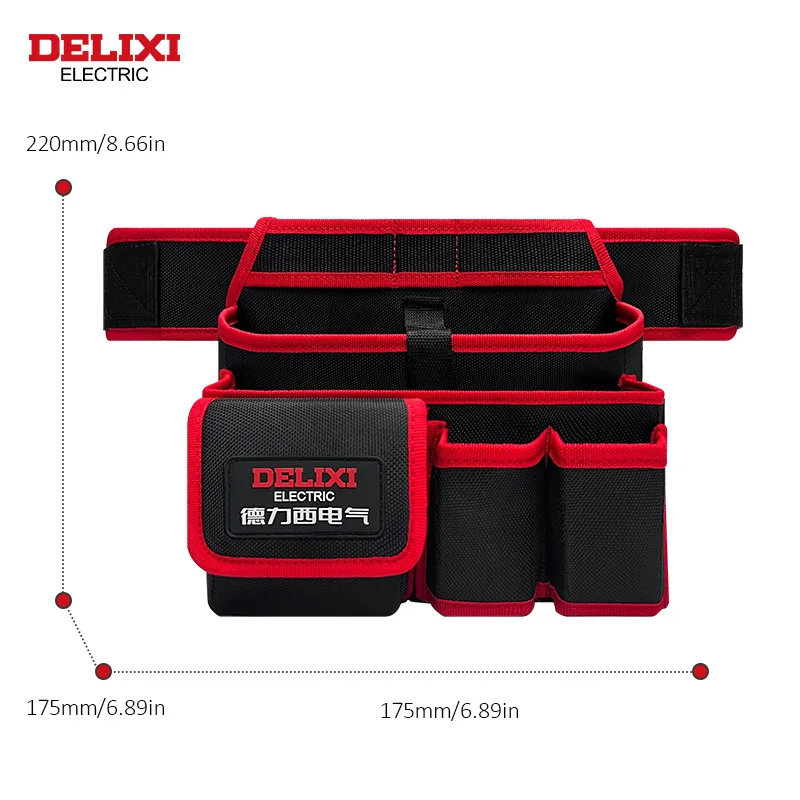 DELIXI ELECTRIC Tool Bag,13-Pockets Oxford Canvas Tool Belt Tool waist bag, Adjustable Tool Storage Bag for Electricians，Plumber